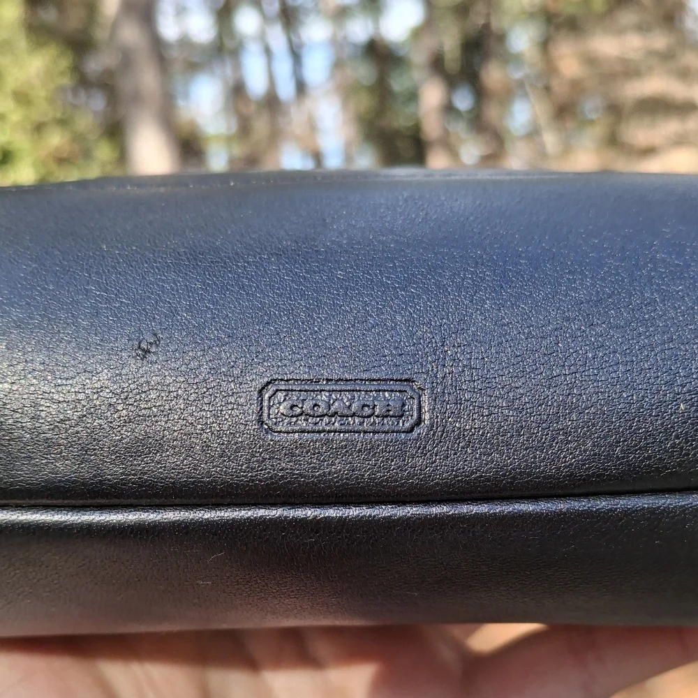 Vintage 90's Coach Black Glove Tanned Leather Large Cosmetic Bag #7172